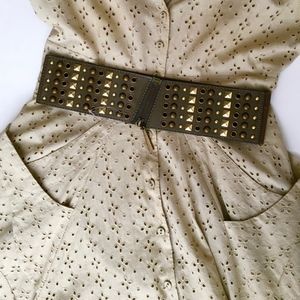 ALDO Belt Olive Studded Front Zipper New